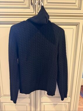 Ann Taylor Black cashmere Cable Turtleneck Sweater